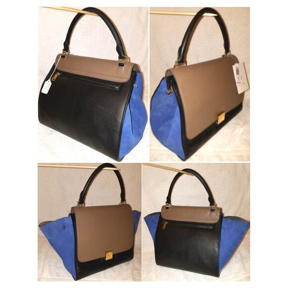 NWT EXTRA LARGE CELINE TRAPEZE TRICOLOR CROSSBODY/SATCHEL/SHOULDER HANDBAG - Picture 3 of 7